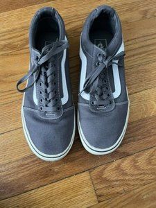 Vans Old Skool Sneaker Low Top Skate Shoes Men’s 8 Gray White